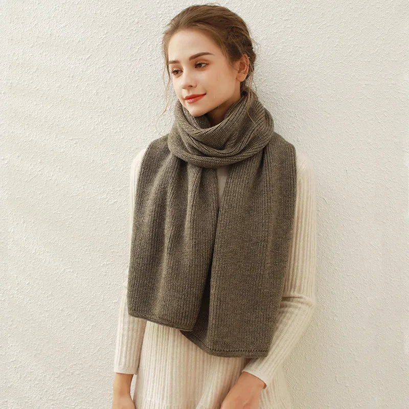 Cashmere Rib Knit Winter Scarf - Long Muffler for Women