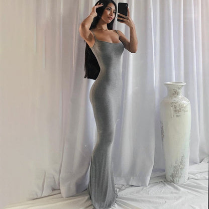 Amy Fashion - Party Club Ladies Bodycon Peach Hip Elegant Long Dresses