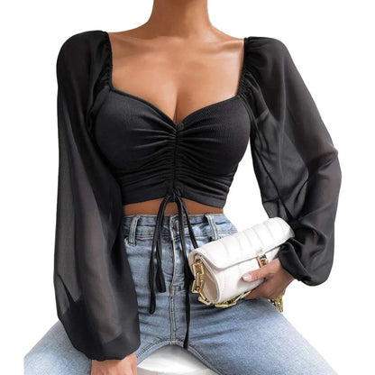 Streetwear Harajuku Sexy Crop Top Trends Long Sleeve Blouse