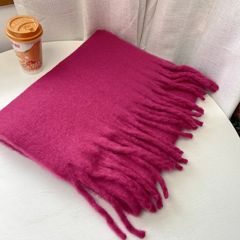 28-Color Long Muffler Soft Thick Mohair Warm Scarf