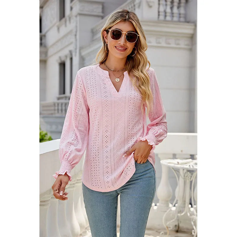 Solid Casual Loose Fashion Summer Vintage Oversized Elegant Female Tops Blouses