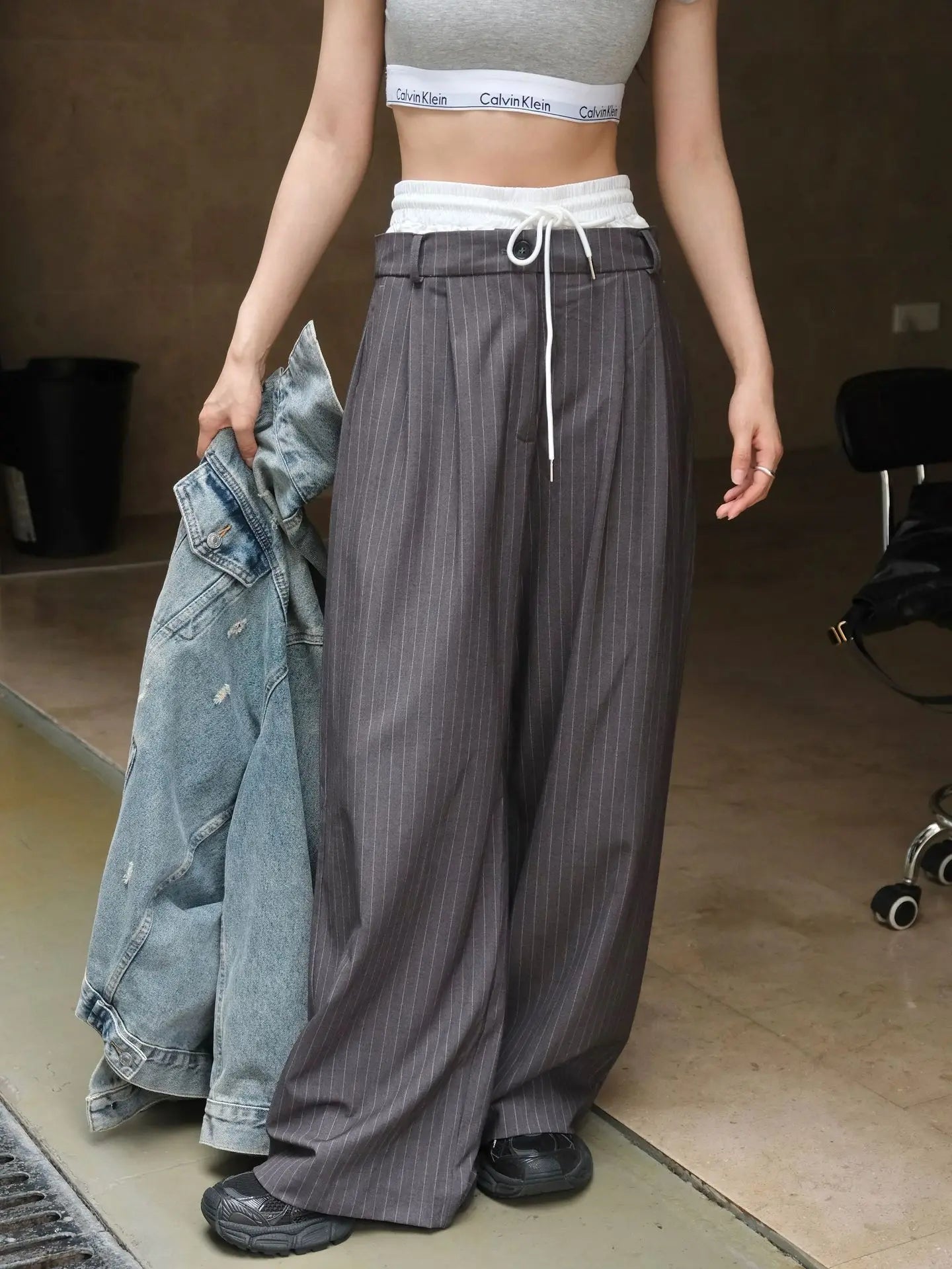 Striped High Waist Loose Spring Autumn Casual Pants