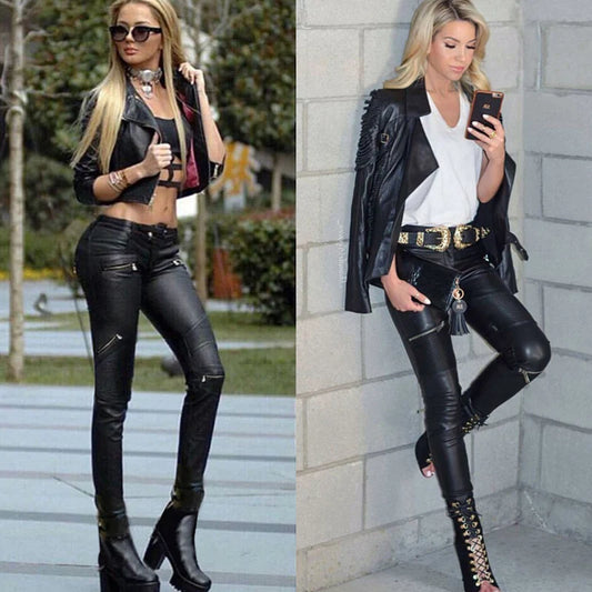 Stretch Faux Leather Skin Tight Gothic Punk Rock Pants