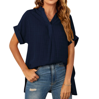 Striped Casual Oversized Elegant Female Summer Tops Blouses