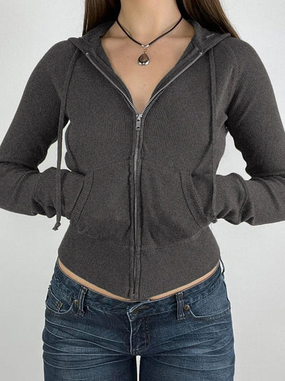 Sweetown Gray Slim Simple Basic Casual Preppy Cozy Stylish Hoodies