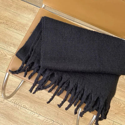 Cashmere Scarves for Women - Thick and Warm Muffler with Tassel Detail