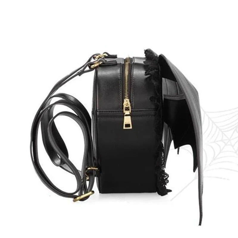 Gothic Lace Bag Dating Backpack Trendy Bat Shopping Daypack PU Wing