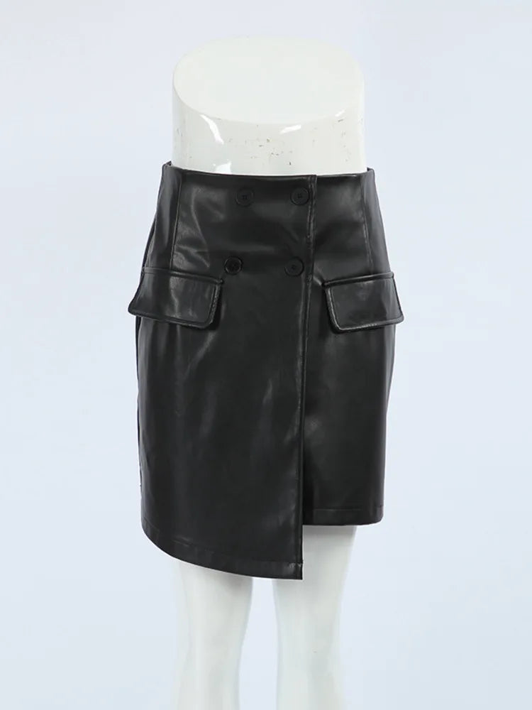 Elegant European Style Thickening High Waist Irregular Black Skirt