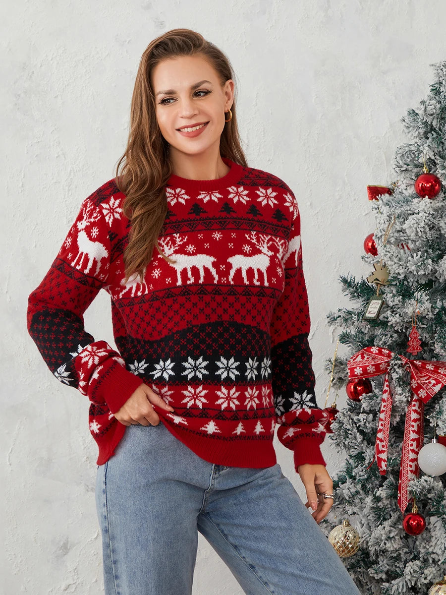 Couples Reindeer Pattern Christmas Sweater