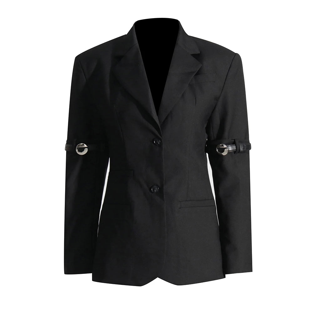 Chic Casual Solid Temperament Notched Collar Long Sleeve Button Patchwork Fashion Blazer