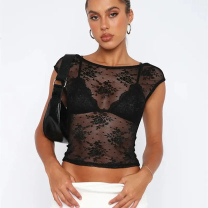 AMY - Sexy See Through Mesh Backless Bodycon Summer Party Crop Top