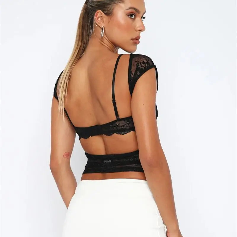 AMY - Sexy See Through Mesh Backless Bodycon Summer Party Crop Top