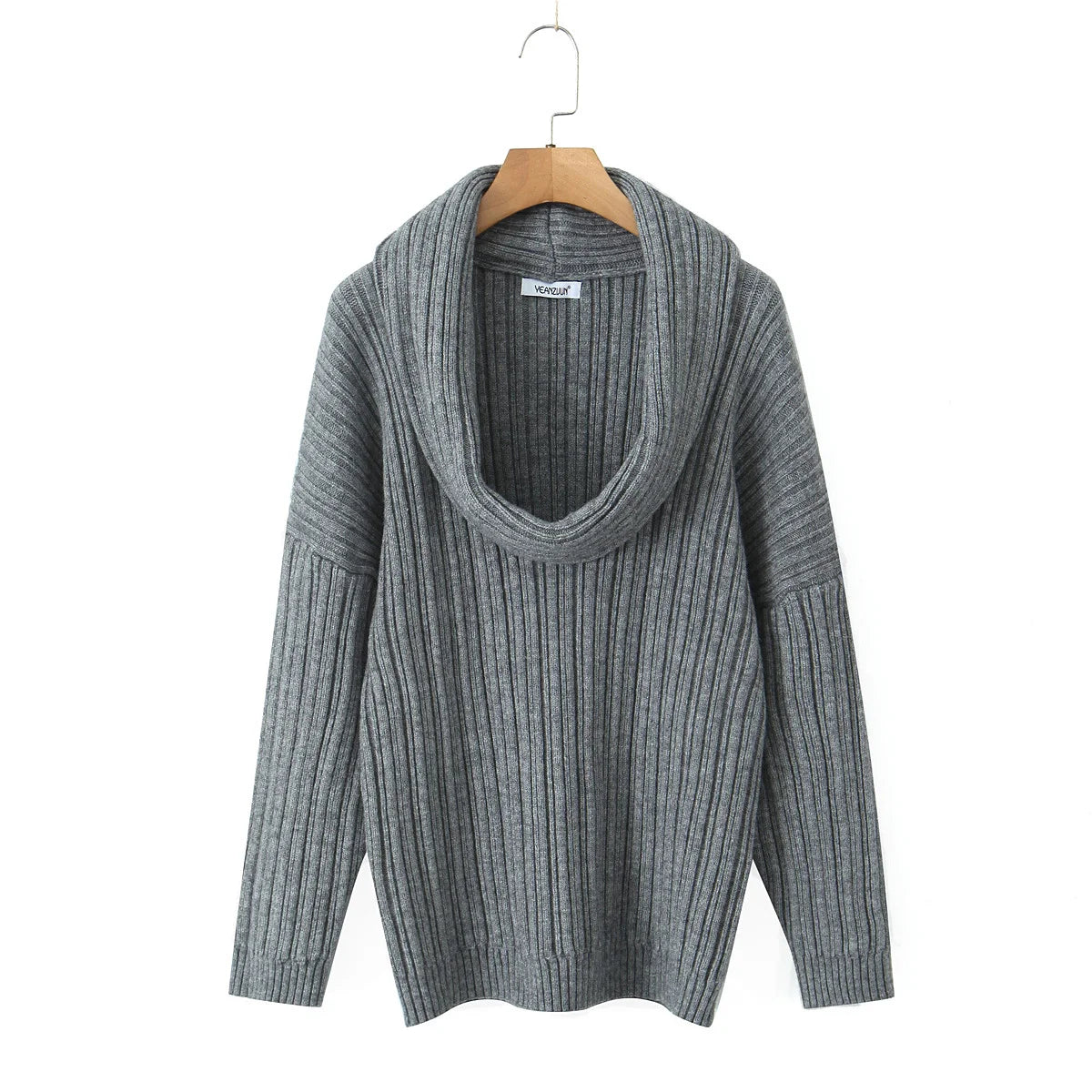 Winter Coffee Rib Knitting Ruched Slash Shoulder Pullover Women Full Sleeve Loose Thick Cozy Sweater