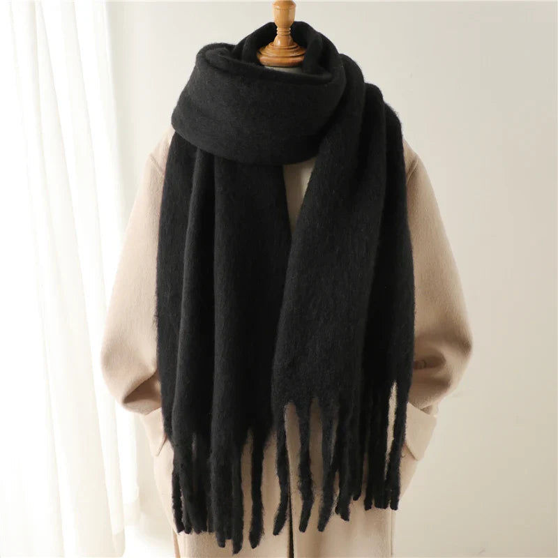 Cashmere Winter Scarf for Women - Solid Thick Soft Pashmina Wrap