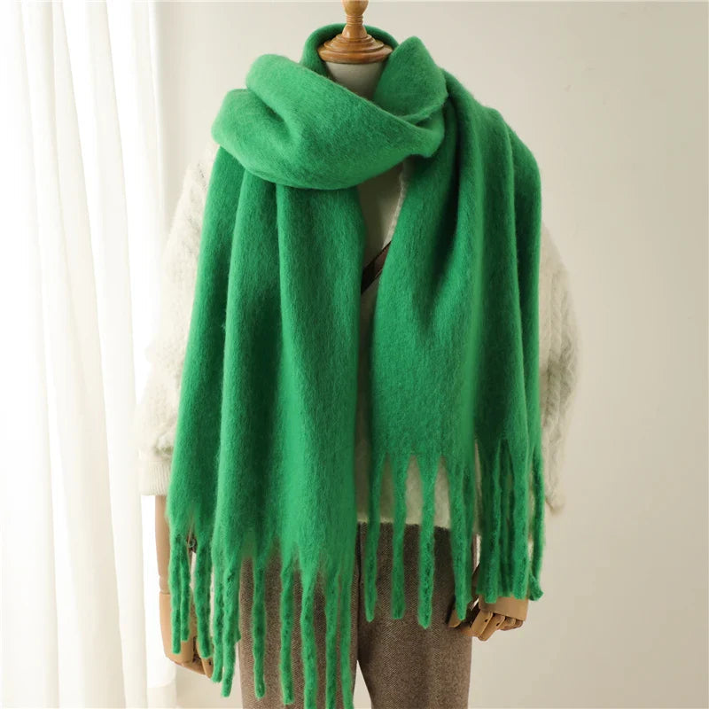 Cashmere Winter Scarf for Women - Solid Thick Soft Pashmina Wrap