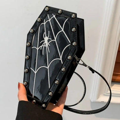 Halloween Phone Spider Y2K Coffin Satchel Bag Adjustable Gothic Purse Women Shape Mobile