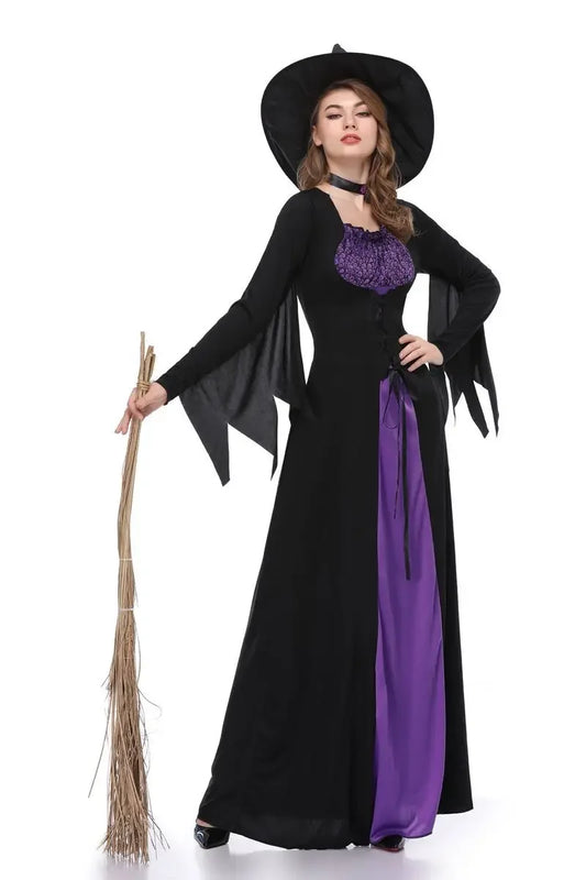 Witch Playing Halloween Role Cosplay Costume Dress Purple Women