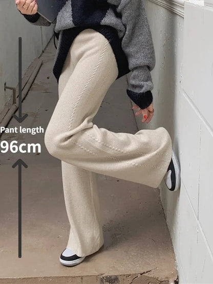 Warm Loose Knitted Wide Leg Soft Comfortable Pants