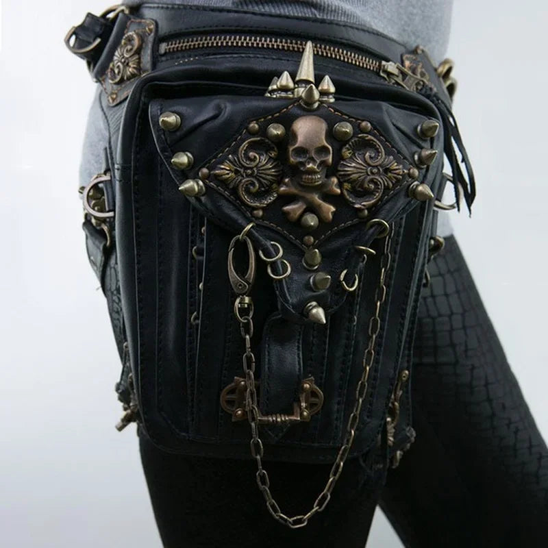 Punk Bag Mobile Waist Belt Leg Hip Gothic Fanny Steam Messenger Phone