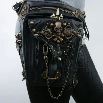 Punk Bag Mobile Waist Belt Leg Hip Gothic Fanny Steam Messenger Phone