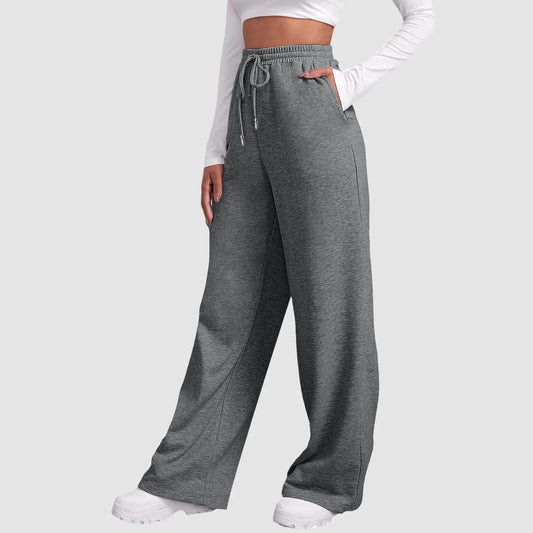 Spring Summer Wide High Waist Loose Straight Casual Solid Trouser