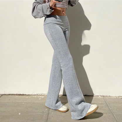 Solid Bell Bottoms Thin Velvet Casual Low Waist Pants