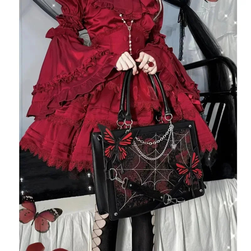 Labyrinth DIY Lolita Butterfly Spider Y2K Chain Bag Transparent Web Gothic