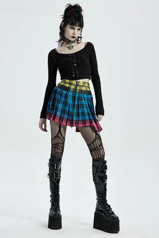 Decoration Half Plaid Playful Women's Charming Daily Pleated Head Color Little Sexy Nails Ghost Mini Skirt