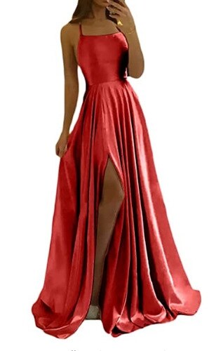 Amy Fashion - Satin Party Robe Simple Spaghetti Dress