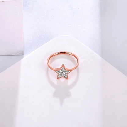 Five-pointed Star Full Diamond Titanium Steel Ring