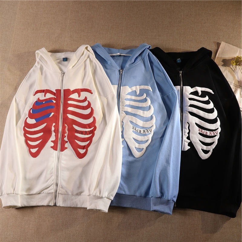 Amy Fashion - Gothic Skeleton Print Hoodies