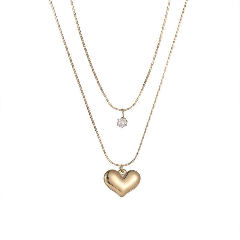 14K Gold Glossy Heart Pendant Necklaces