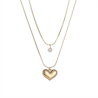 14K Gold Glossy Heart Pendant Necklaces