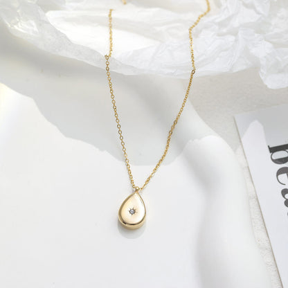 ZIircon Inlaid Temperament 14K Gold Clavicle Necklace