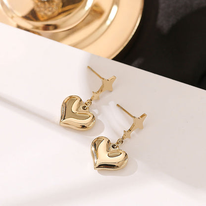 Titanium Steel All-match Heart Star Pendant Earrings