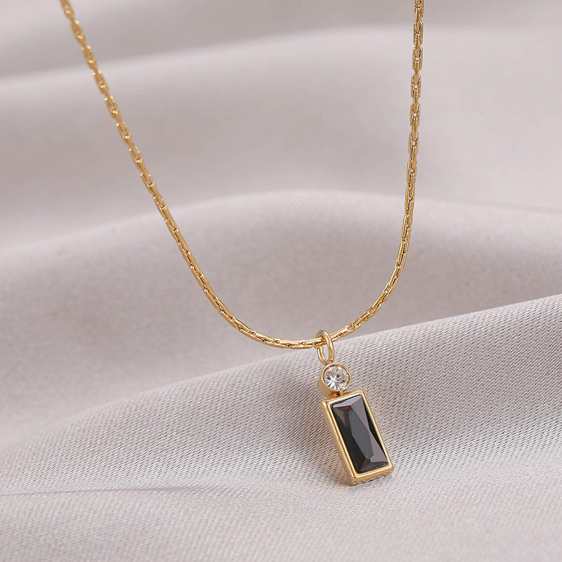 Classic Style Mini Rectangular Shining Zircon Necklaces