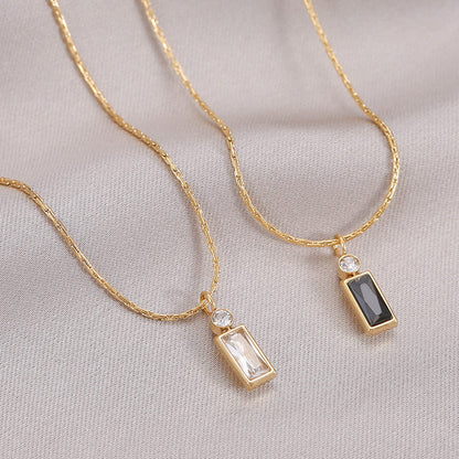 Classic Style Mini Rectangular Shining Zircon Necklaces