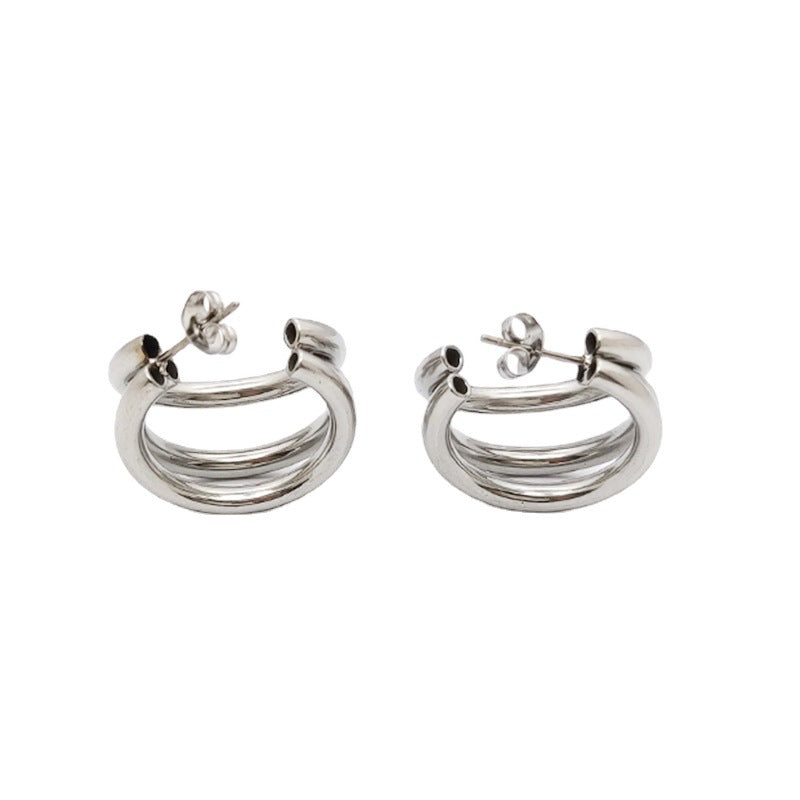 316L Stainless Steel Triple Layers Stud Earrings