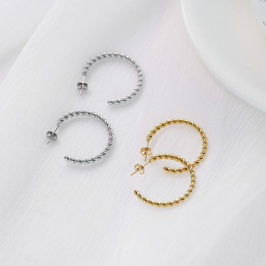 Big Hoop Twist Shape Stud Earrings