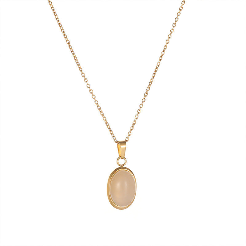 Simple Fashion Opal Stone 18K Gold Necklace