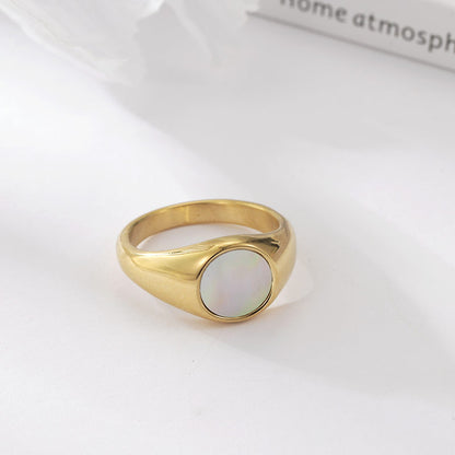 Titanium Steel Natural Opal Closed Rings