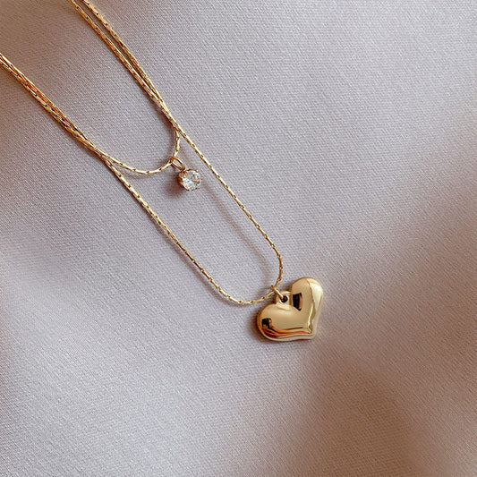 14K Gold Glossy Heart Pendant Necklaces