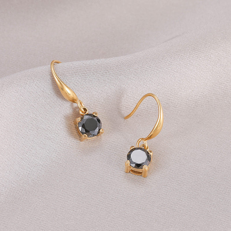 New Arrival Titanium Steel Colorful Stone Earrings