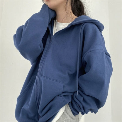 Amy Fashion - Korean Version Oversized Solid Color Hoodies