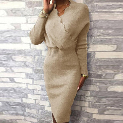 Long Sleeve Slim Fit Knee Dress